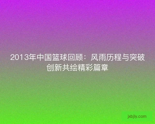 2013年中国篮球回顾：风雨历程与突破创新共绘精彩篇章