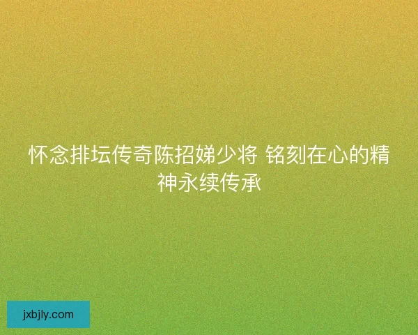 怀念排坛传奇陈招娣少将 铭刻在心的精神永续传承